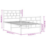 vidaXL Cadre de lit métal sans matelas avec pied de lit noir 90x190 cm
