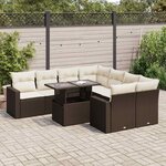vidaXL Salon de jardin avec coussins 9 Pièces marron résine tressée