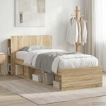 vidaXL Cadre de lit avec rangement Chêne Sonoma 75 x 190 cm