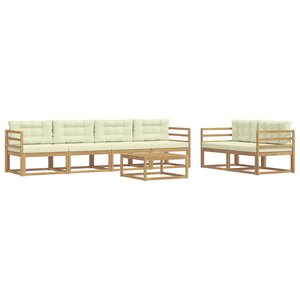 vidaXL Ensemble de canapés d'extérieur 6 Pièces Blanc et crème