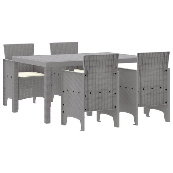 vidaXL Set de salle à manger de jardin 5 pièces avec coussins en rotin gris clair