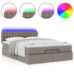 vidaXL Lit ottoman avec matelas et LED taupe 140x200 cm tissu