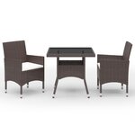 vidaXL Mobilier à dîner de jardin 3 Pièces Marron Résine tressée et verre