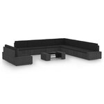 vidaXL Salon de jardin 10 Pièces avec coussins Noir Résine tressée