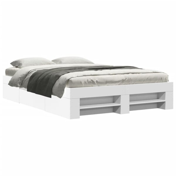 vidaXL Cadre de lit sans matelas blanc 140x190 cm bois d'ingénierie
