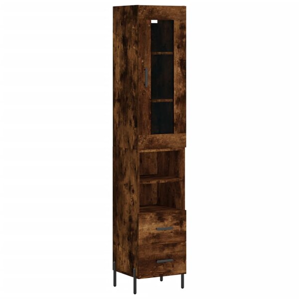 vidaXL Buffet haut Chêne fumé 34 5x34x180 cm Bois d'ingénierie
