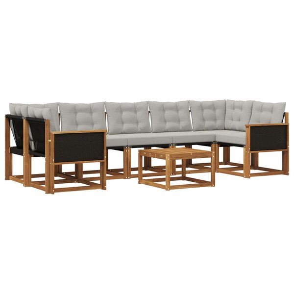 vidaXL Ensemble de canapés d'extérieur 8 pc Naturel et gris clair