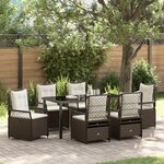 vidaXL Ensemble de Salle à Manger de Jardin 7 Pièces Rattan Poly Marron