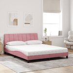vidaXL Lit avec matelas Hanko rose 160x200 cm velours