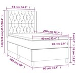vidaXL Sommier à lattes de lit matelas LED Gris clair 90x200cm Tissu
