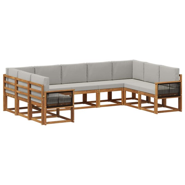 vidaXL Ensemble de canapés d'extérieur 9 Pièces Naturel et gris clair