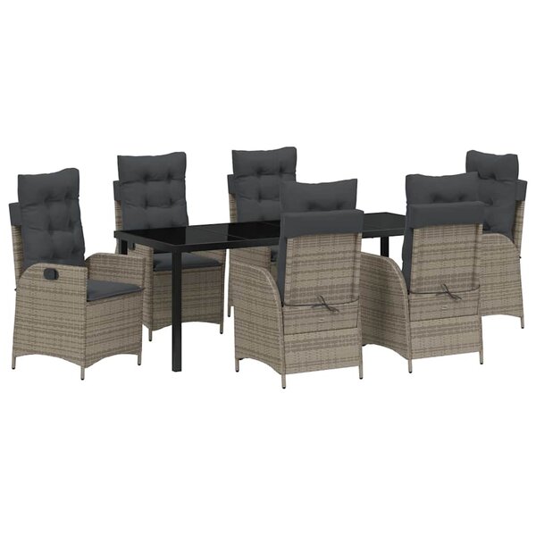 vidaXL Ensemble de salle à manger pour jardin 7 pc Gris polyrotin
