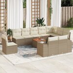 vidaXL Salon de jardin 11 Pièces avec coussins beige résine tressée