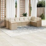 vidaXL Salon de jardin avec coussins 10 Pièces beige résine tressée