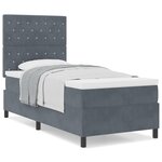 Lit Box Spring vidaXL avec Matelas Gris Foncé 90x200 cm Velours
