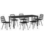 vidaXL Set de Dîner de Jardin 7 Pièces Noir Poly Rattan
