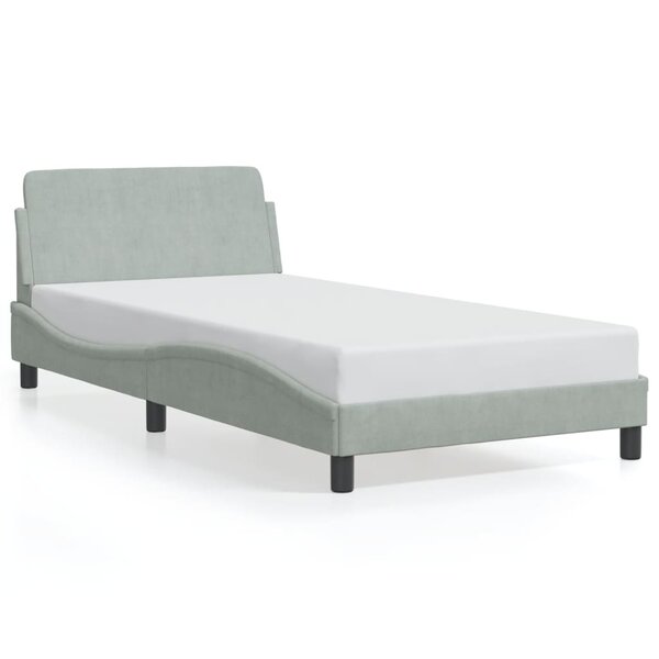 vidaXL Cadre de lit Dover gris clair 100x200 cm velours