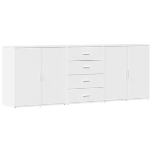 vidaXL Buffets 3 Pièces Blanc Bois d'ingénierie