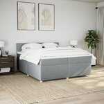 vidaXL Sommier à lattes de lit avec matelas Gris clair 200x200cm Tissu