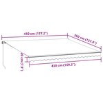 vidaXL Auvent manuel rétractable bordeaux 450x350 cm