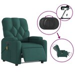 vidaXL Fauteuil de massage inclinable électrique Vert foncé Tissu