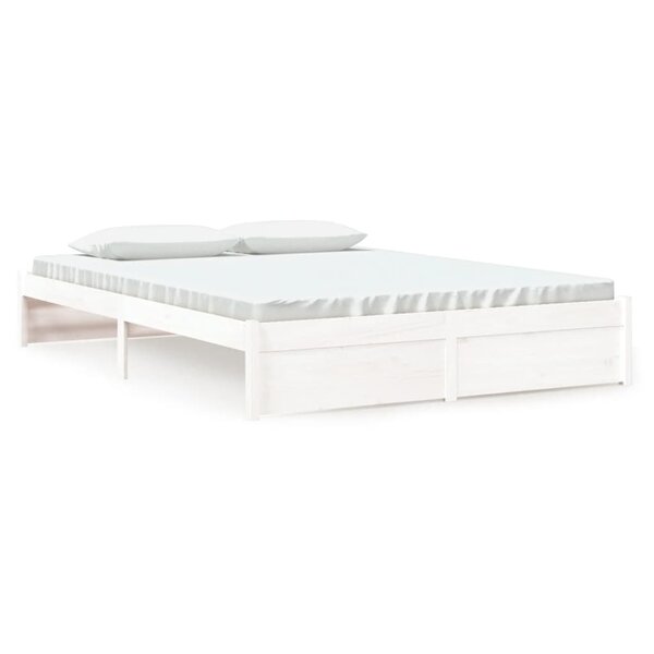 vidaXL Cadre de lit Blanc Bois massif 160x200 cm