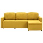 vidaXL Canapé-lit modulaire 3 places Jaune Tissu