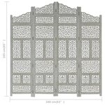 vidaXL Cloison de séparation 4 panneaux Gris 160x165 cm Bois manguier