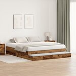 vidaXL Cadre de lit de rangement Vieux bois 200x200 cm