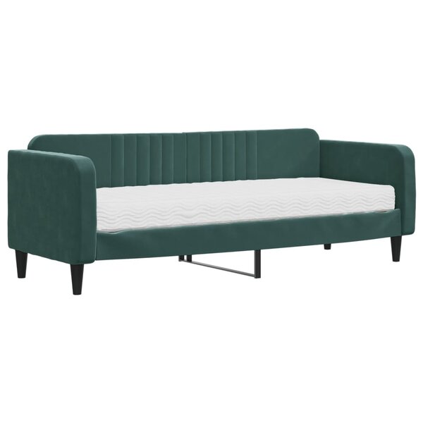 vidaXL Lit de jour avec matelas vert foncé 80x200 cm velours