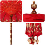 Parasol balinais Rouge 180-190 cm Coton  bois massif