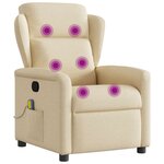 vidaXL Fauteuil de massage inclinable Crème Tissu