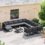 vidaXL Ensemble de canapé de jardin 13 Pièces Noir Aluminium