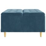 vidaXL Pouf de rangement avec coussin Bleu 80 x 80 x 45 cm Velours