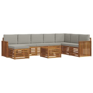 vidaXL Ensemble de canapés d'extérieur 9 pc Gris Naturel et Clair