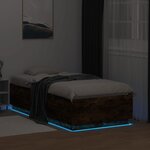 vidaXL Cadre de lit avec LED sans matelas chêne fumé 75x190 cm