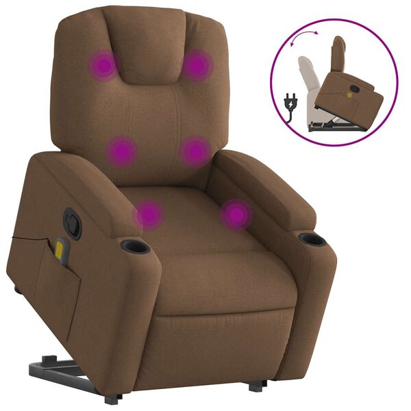 vidaXL Fauteuil de massage inclinable Marron Tissu