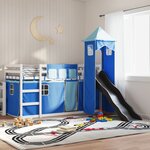 vidaXL Lit superposé sans matelas avec toboggan et rideaux 80x200 cm