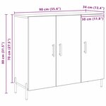 vidaXL Buffet en chêne noir 90x34x80 cm en bois d'ingénierie