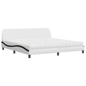 vidaXL Lit avec matelas Dover blanc et noir 200x200 cm similicuir
