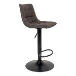 2 chaises de bar en microfibre gris foncé avec pieds noirs