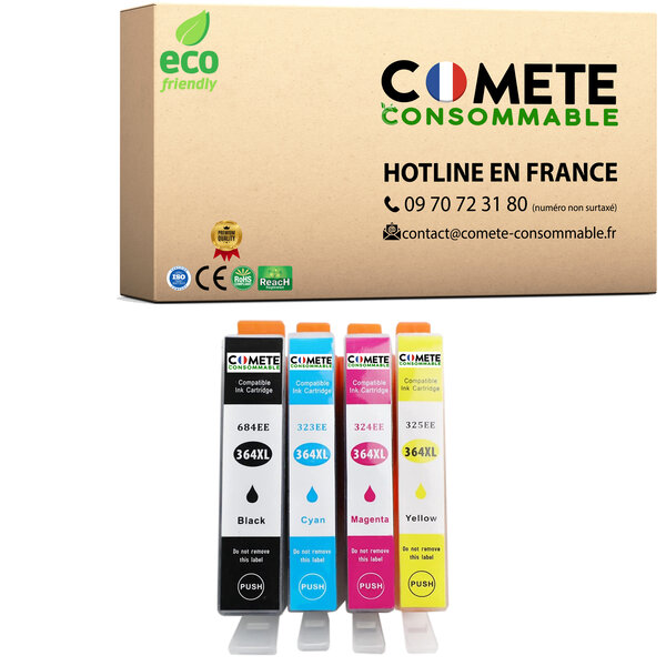 CARTOUCHE 364XL - lot de 4 Compatibles avec HP- COMETE Entreprise française