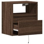 vidaXL Table de chevet murale avec lumières LED chêne marron