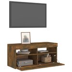 vidaXL Meuble TV avec lumières LED Chêne fumé 90x35x40 cm