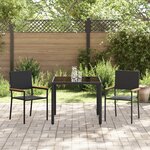 Ensemble de salle à manger de jardin 3 pièces noir en rattan poly