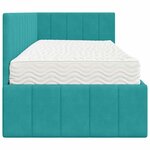 vidaXL Cadre de lit d'angle avec matelas 2 Pièces Turquoise Velours