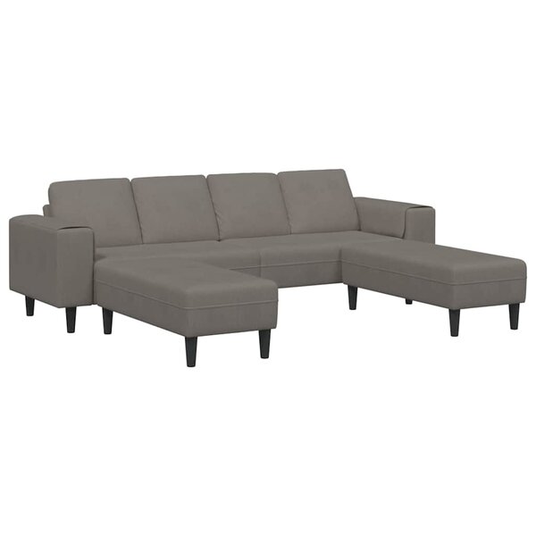 Sofa en tissu avec coussin Gris clair Tissu en velours côtelé