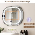Miroir de salle de bain ovale avec led antibuée 3 couleurs fonction mémoire affichage temps/température incassable 20_0005043