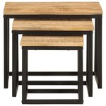 vidaXL Tables basses gigognes 3 Pièces bois massif de manguier et fer