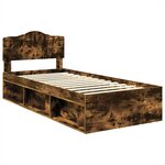 vidaXL Cadre de lit Chêne fumé 100 x 200 cm Pin massif